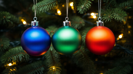 Colorful christmas tree decoration in rainbow colors, generated with ai.