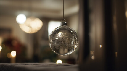 Colorful hanging Christmas ornament created with Generative AI Technology.