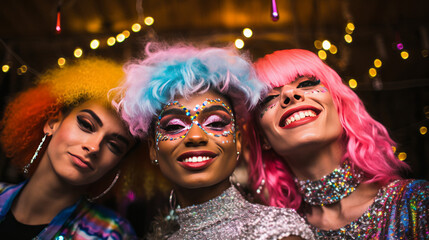 Portrait of members of the LGBTQ community at a big party, generated with ai - obrazy, fototapety, plakaty