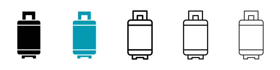 LPG vector thin line icon set. propane gas cylinder vector symbol for web ui designs