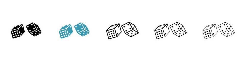 Ludo Dice vector thin line icon set. casino game dice vector symbol for web ui designs