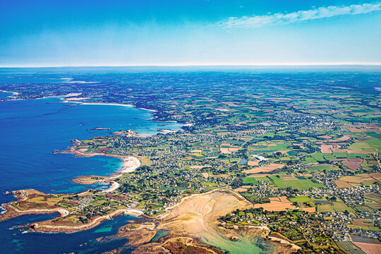 Morbihan from sky in french britanny,morbihan gulf, lorient, vannes quiberon and Groix island