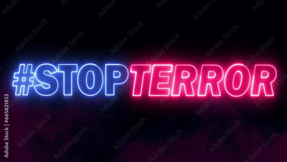 Poster stop terror text font with light. luminous and shimmering haze inside the letters of the text stop t