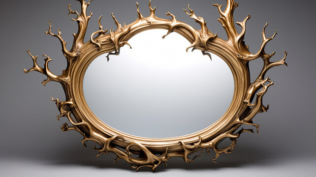 beautiful antique mirror on white background. 3 d illustration, 3 d rendering.