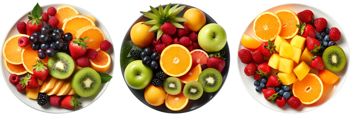 Naklejka na ściany i meble plates of fruit isolated on transparent background