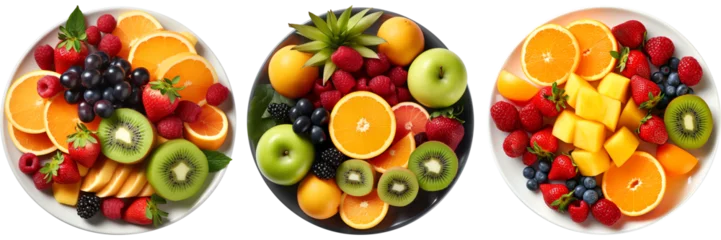Rolgordijnen plates of fruit isolated on transparent background © mr_marcom