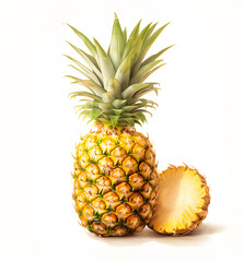 pineapple on white ai generative