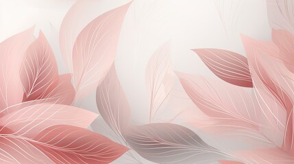 Abstract floral background with pink leaves, floral illustration design, red grey leaves, seamless patterns, decorative abstract background, wallpaper