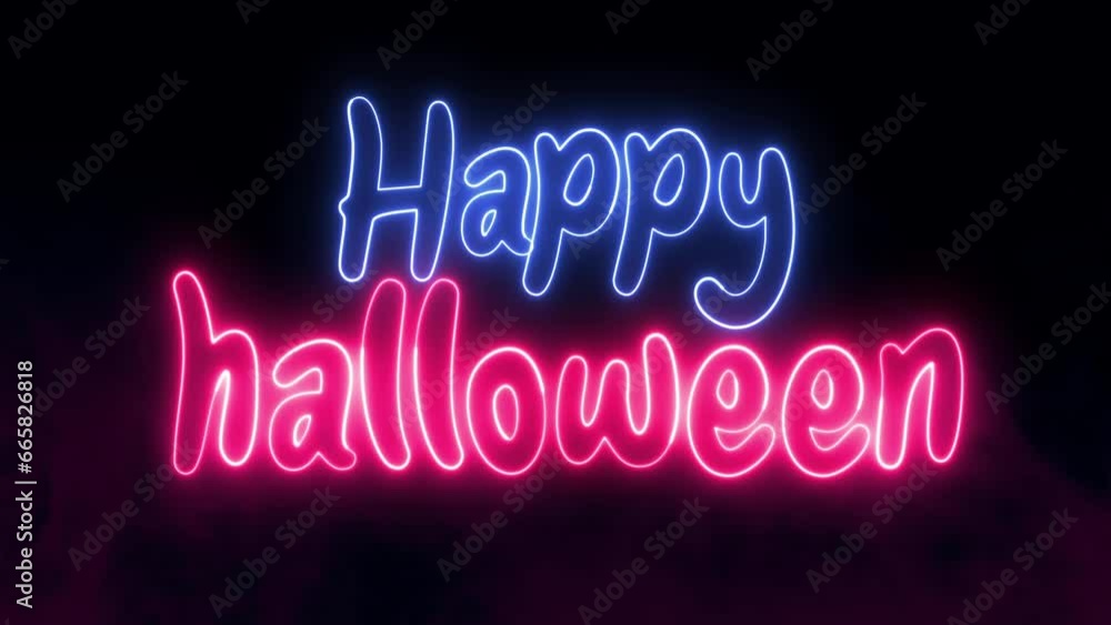 Poster happy halloween text font with light. luminous and shimmering haze inside the letters of the text ha