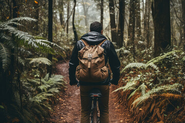 A cyclist riding along a tree-lined suburban road, enjoying the scenic beauty and healthy outdoor lifestyle that suburbs offer