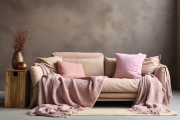Fototapeta na wymiar minimal contemporary living room interior design with a fabric sofa