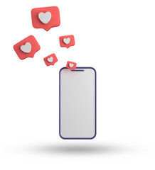 3d rendering of spartphone and speech bubble, 3D pastel chat with symbol, icon set.