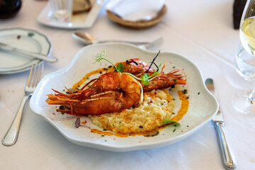 Royal King Prawns in an Upscale Restaurant