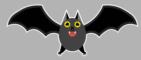 Vector cute chubby bat animal cartoon sticker