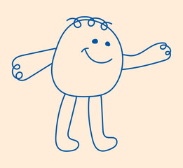 Cute mascot character. Children hand drawing style of geometric character. Happy object in line style. Vector illustration