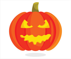 Carved Pumpkin with Angry Face Fall Decor Halloween Decor