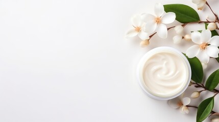 Natural cosmetics for face and body skin care on a light background. Facial care, cosmetology,...