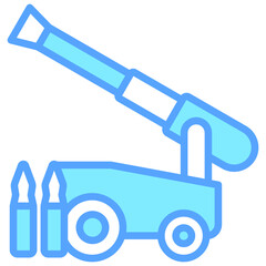 Artillery icon are typically used in a wide range of applications, including websites, apps, presentations, and documents related to military topics.