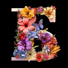 English alphabet letters with beautiful flowers