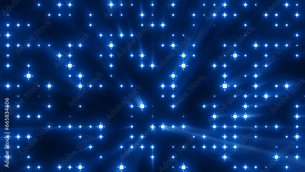Wall mural flashing particles pattern with beams, rays.