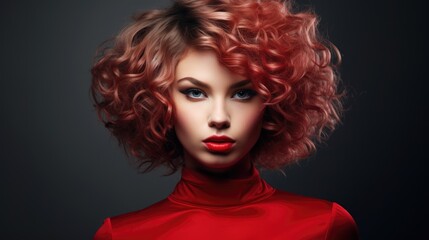 Fototapeta premium Studio portrait of a beautiful young woman with beautiful makeup on a plain background. Style, fashion and beauty concept