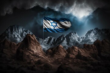ISRAEL flag waving Generative AI	 - obrazy, fototapety, plakaty