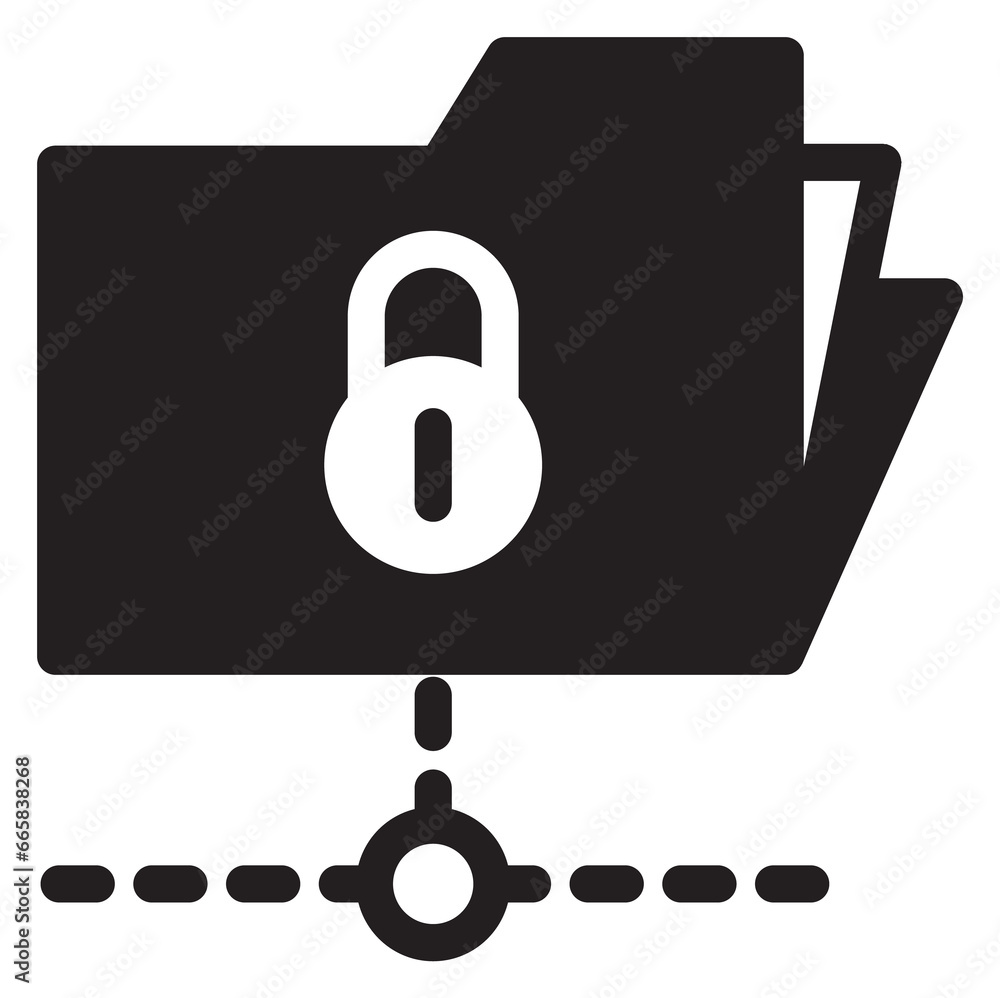Poster protected folder linear icon. shared file storage with lock sign