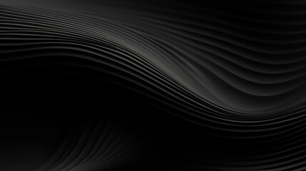 Black abstract background design. Modern wavy line pattern (guilloche curves) in monochrome colors. Premium stripe texture for banner, business backdrop. Dark horizontal vector template - obrazy, fototapety, plakaty