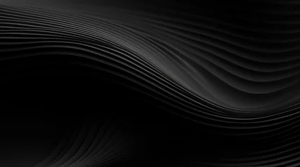 Fototapeten Black abstract background design. Modern wavy line pattern (guilloche curves) in monochrome colors. Premium stripe texture for banner, business backdrop. Dark horizontal vector template © Orxan
