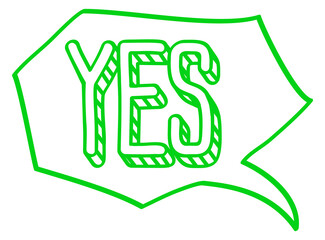 Yes chat message doodle. Hand drawn comic balloon