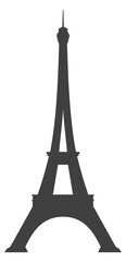 Black eiffel tower silhouette. European landmark architecture