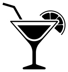 Cocktail glass icon. Sweet alcohol drink symbol