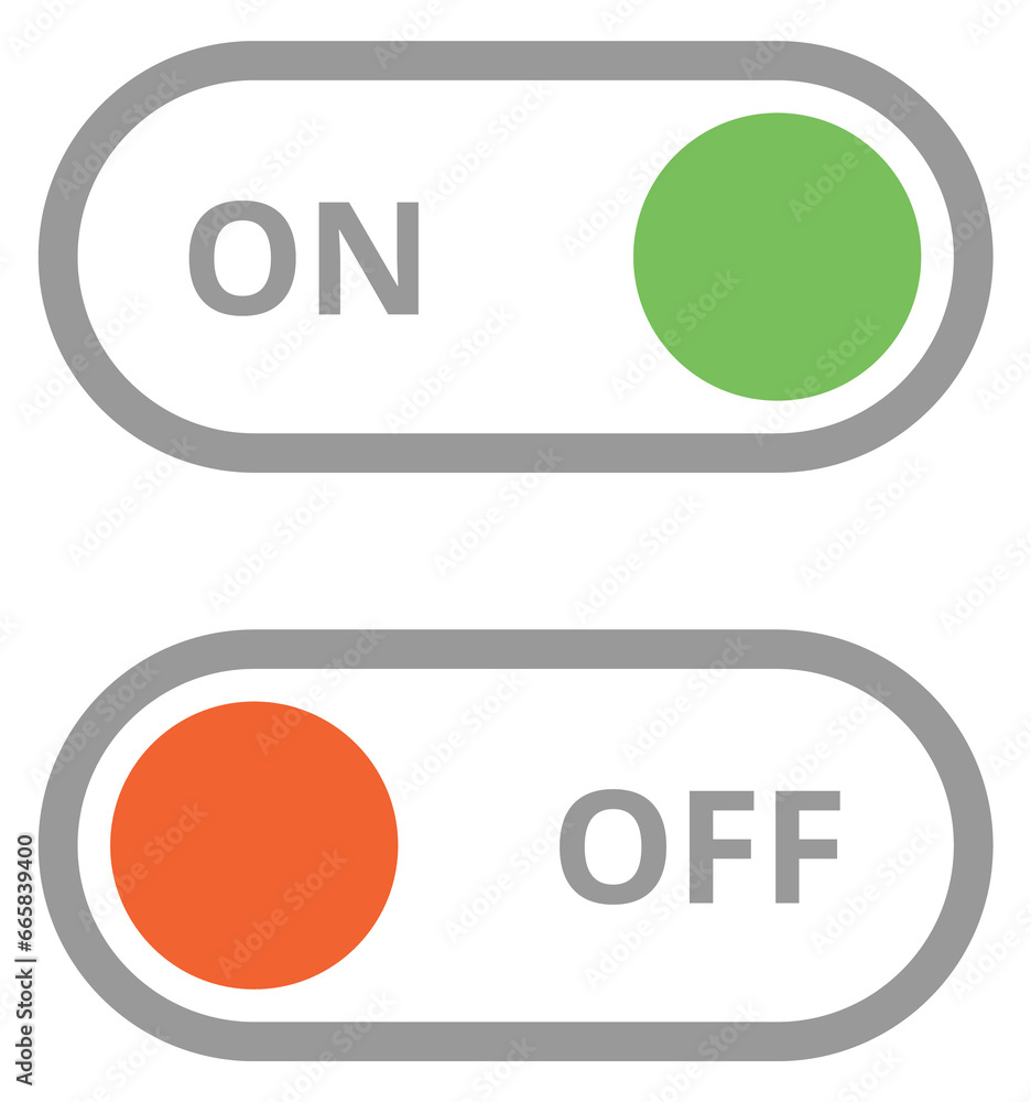 Poster toggle switch element. on off round slider