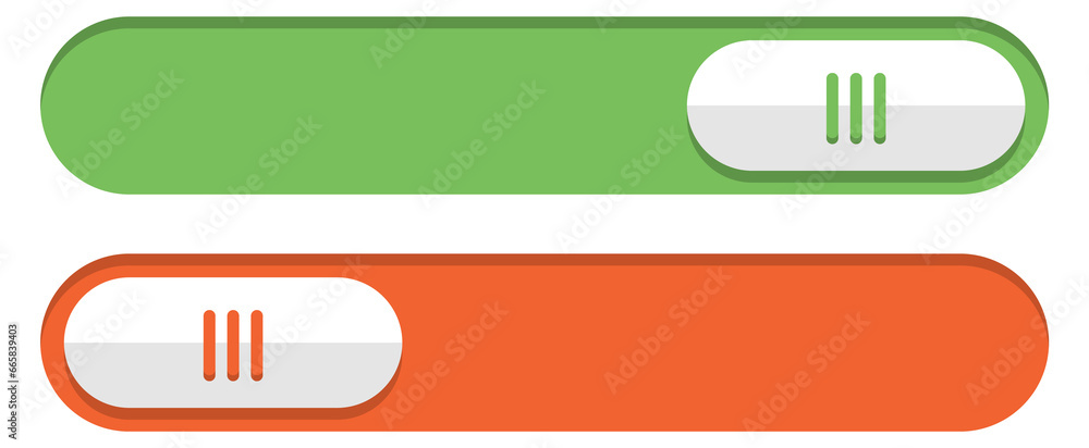 Poster green and orange slider button. material design interface element
