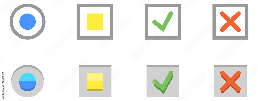 Poster checkboxes and radio buttons. color user interface element
