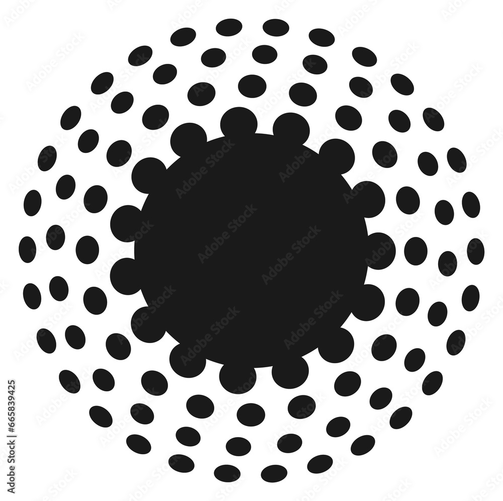 Poster black circle with round dot pattern frame