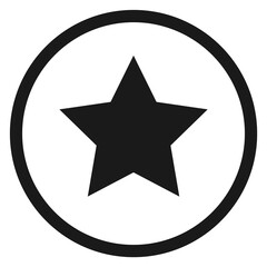 Black star in line circle. Round simple badge