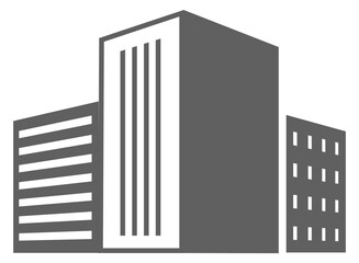 City downtown buildings logo. Gray architecture silhouette