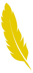 Yellow feather silhouette. Calligraphy logo. Quill icon