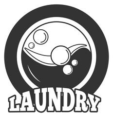 Laundry black emblem. Laundromat logo. Clothes washing