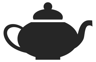 Ceramic teapot black icon. Hot tea drink symbol