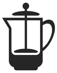 French press black icon. Coffe making symbol