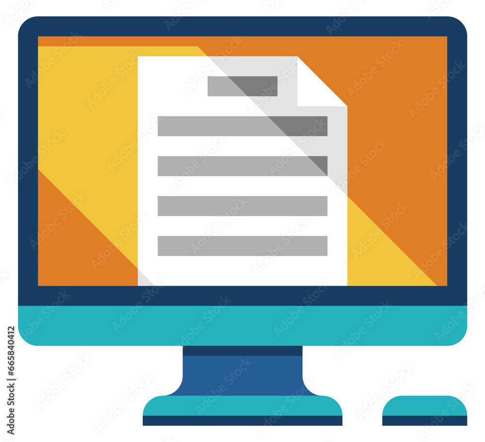 Poster computer display with document icon. desktop screen symbol