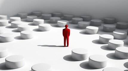 3d render of a man in red, against white