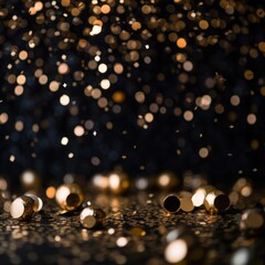 Celebrate the New Year with a Black and Gold Abstract Bokeh Background with copy space