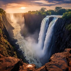 A breathtaking shot of the majestic waterfall