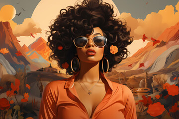 0s vibe sunglasses and afro