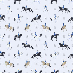 Equestrian, dressage, seamless vector pattern