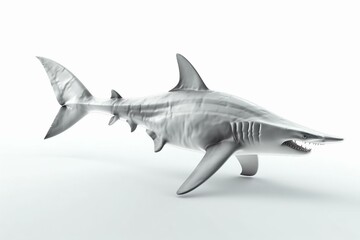 3D render of hammerhead shark on white. Generative AI - obrazy, fototapety, plakaty