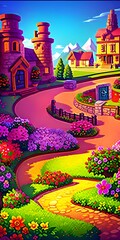 a landscape for game level selection background ai generated
